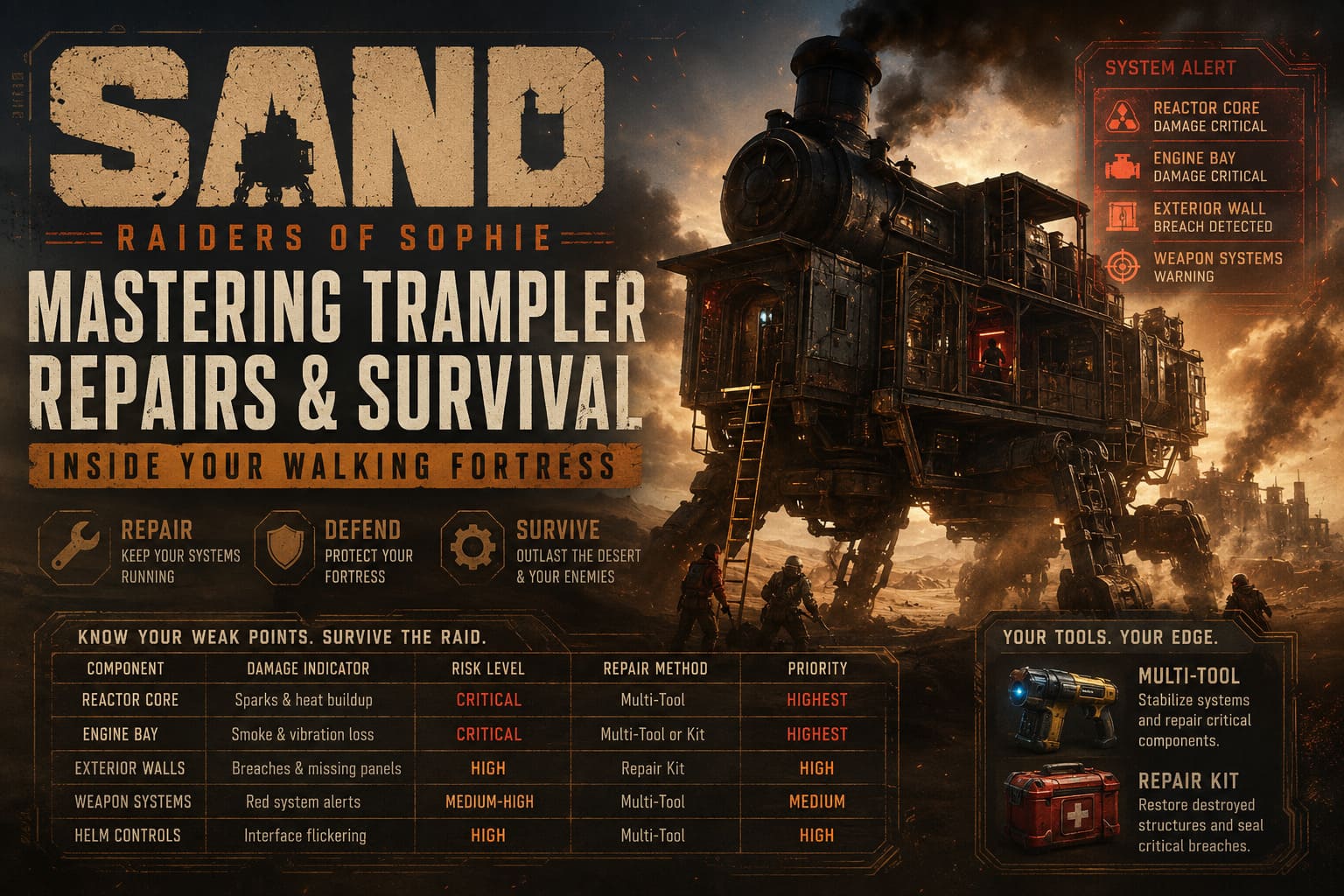 SAND: Raiders of Sophie – Mastering Trampler Repairs and Survival Inside Your Walking Fortress SAND: Raiders of Sophie – Mastering Trampler Repairs and Survival Inside Your Walking Fortress