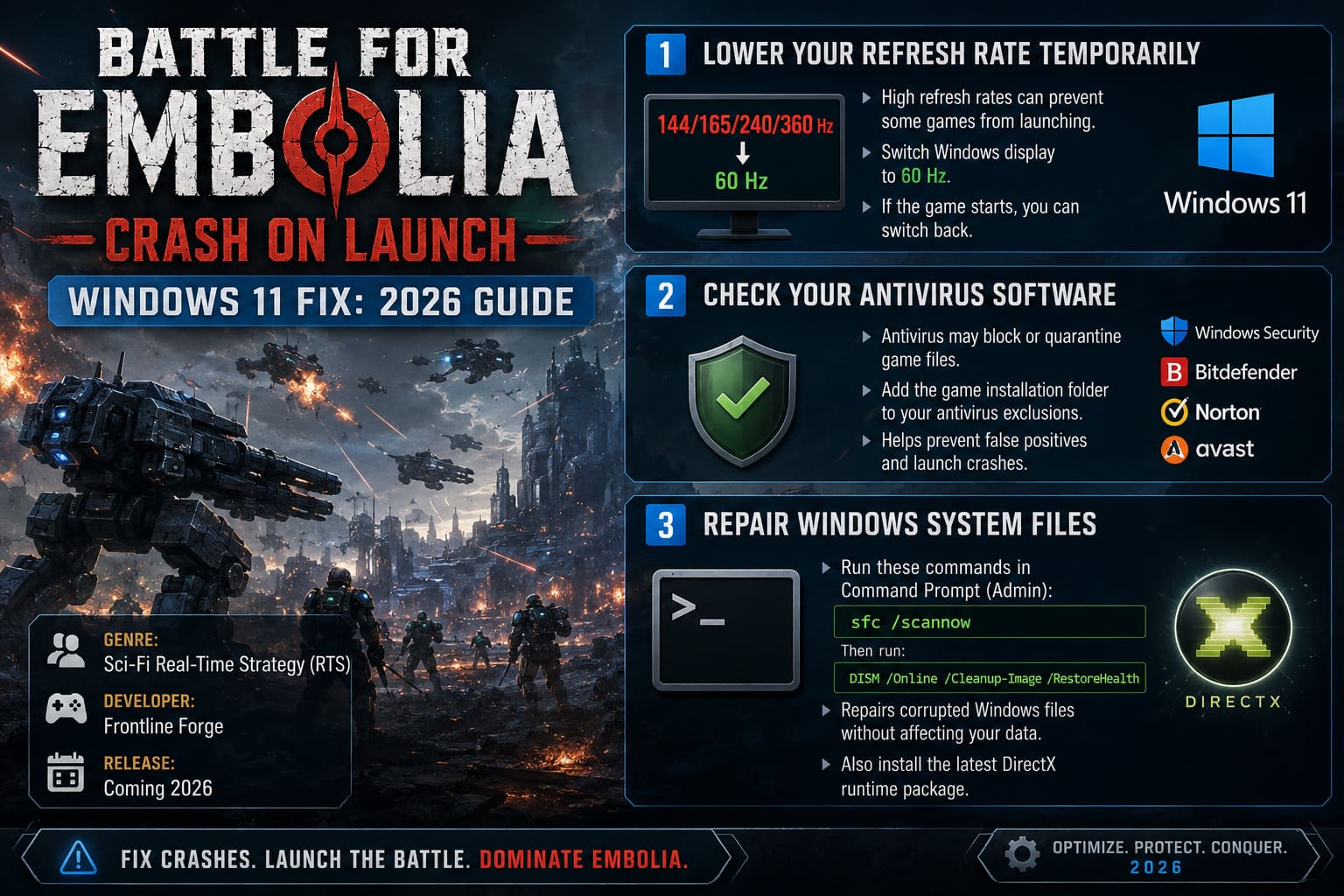 Battle for Embolia Crash on Launch Windows 11 Fix: 2026 Guide Battle for Embolia Crash on Launch Windows 11 Fix: 2026 Guide