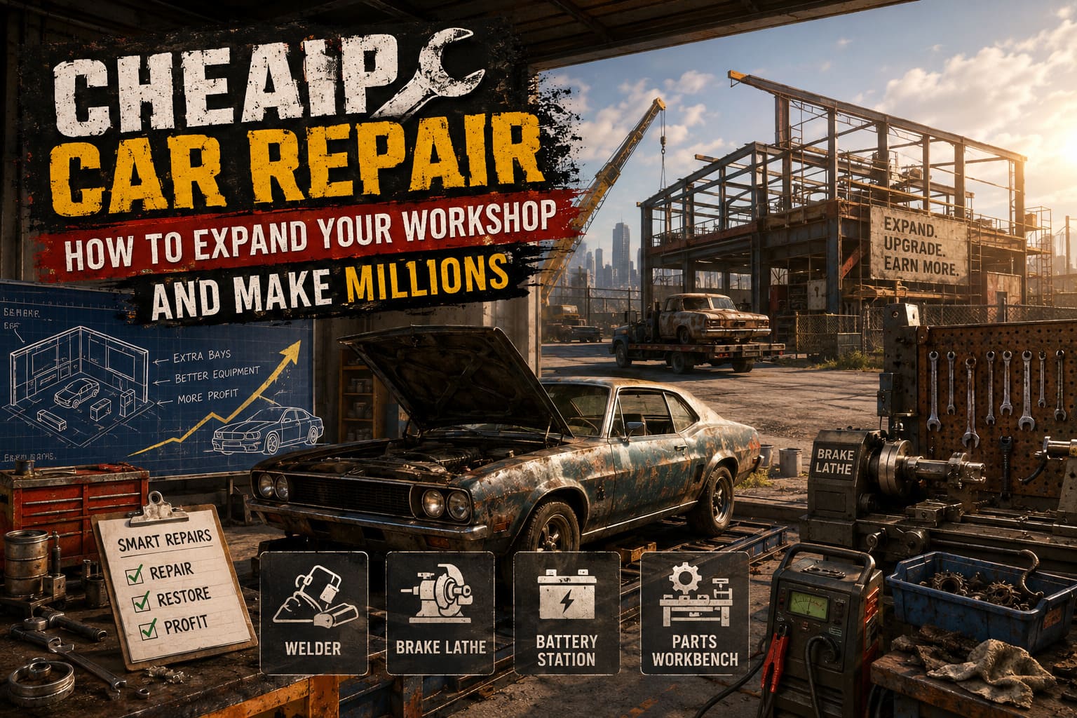 Cheap Car Repair Guide: How to Expand Your Workshop and Make Millions Cheap Car Repair Guide: How to Expand Your Workshop and Make Millions