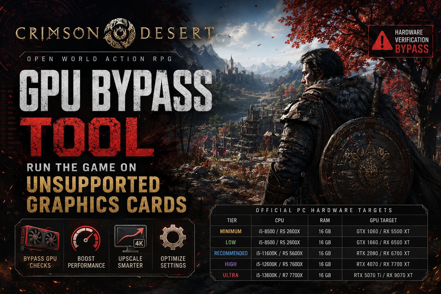Crimson Desert GPU Bypass Tool: How to Run the Game on Unsupported Graphics Cards Crimson Desert GPU Bypass Tool: How to Run the Game on Unsupported Graphics Cards