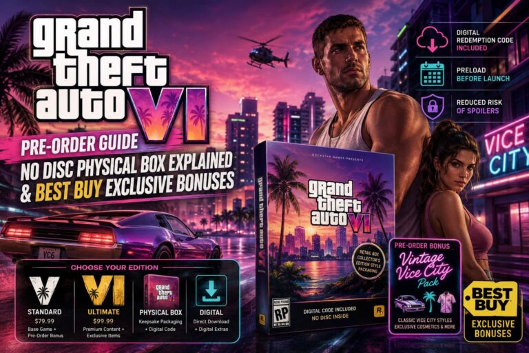 GTA 6 Pre-Order Guide: No Disc Physical Box Explained & Best Buy Exclusive Bonuses GTA 6 Pre-Order Guide: No Disc Physical Box Explained & Best Buy Exclusive Bonuses