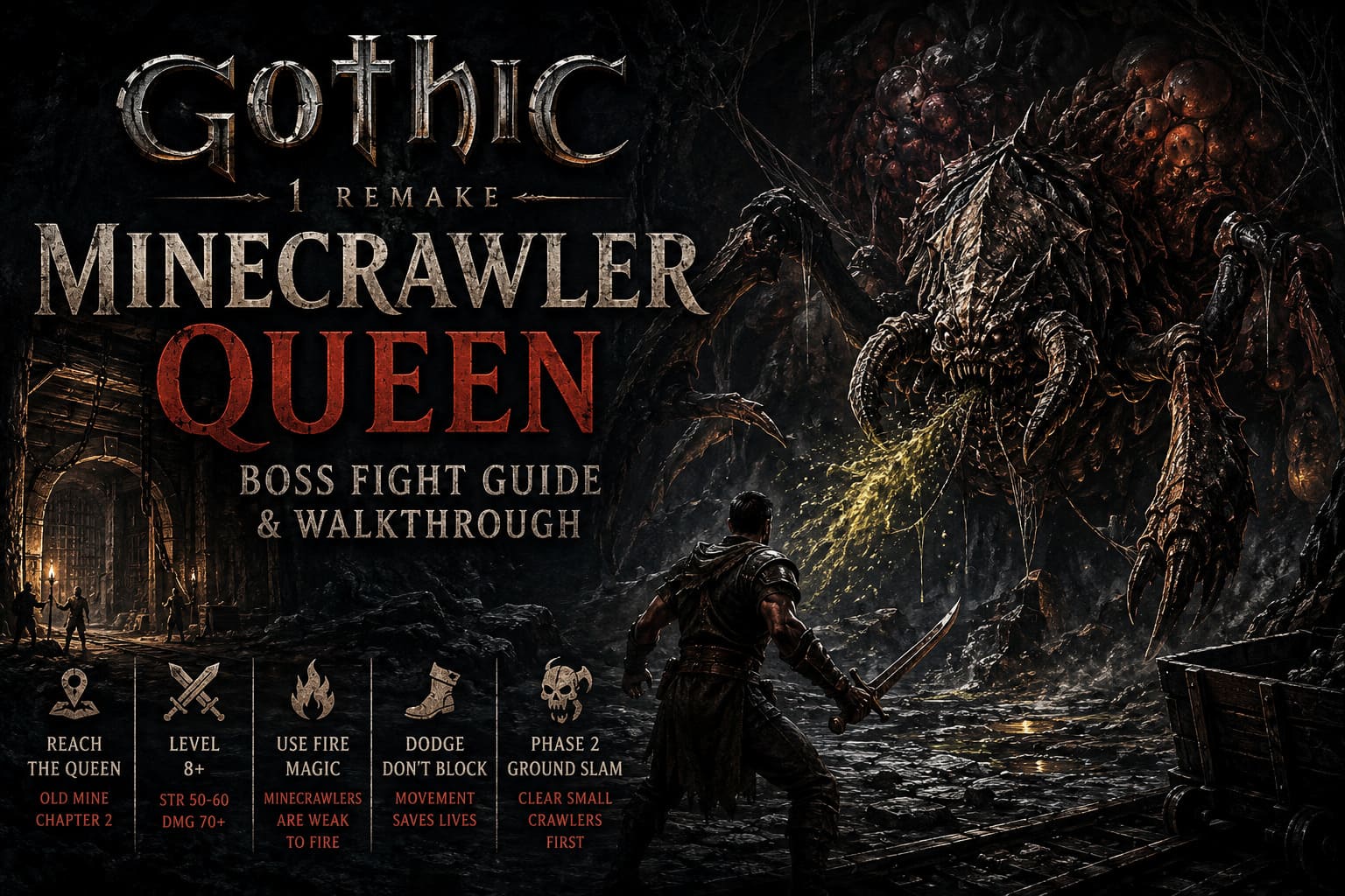 Gothic 1 Remake Minecrawler Queen Boss Fight Guide & Walkthrough