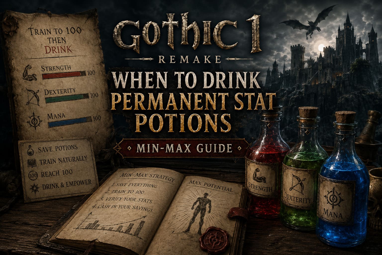Gothic 1 Remake: When to Drink Permanent Stat Potions (Min-Max Guide) Gothic 1 Remake: When to Drink Permanent Stat Potions (Min-Max Guide)