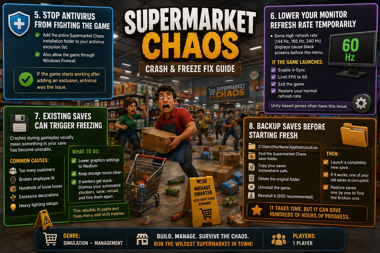 How to Fix Supermarket Chaos Crash on Launch, Freezing, and Startup Black Screen Issues How to Fix Supermarket Chaos Crash on Launch, Freezing, and Startup Black Screen Issues