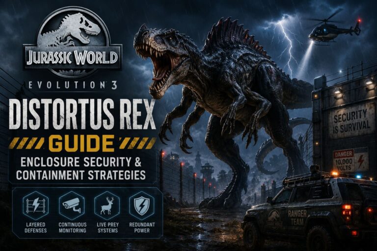Jurassic World Evolution 3 Distortus Rex Guide: Enclosure Security & Containment Strategies