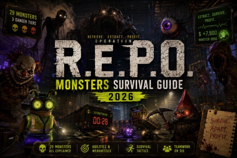 REPO Monsters Guide: All 29 Enemies, Abilities, and Survival Tactics (2026) REPO Monsters Guide: All 29 Enemies, Abilities, and Survival Tactics (2026)