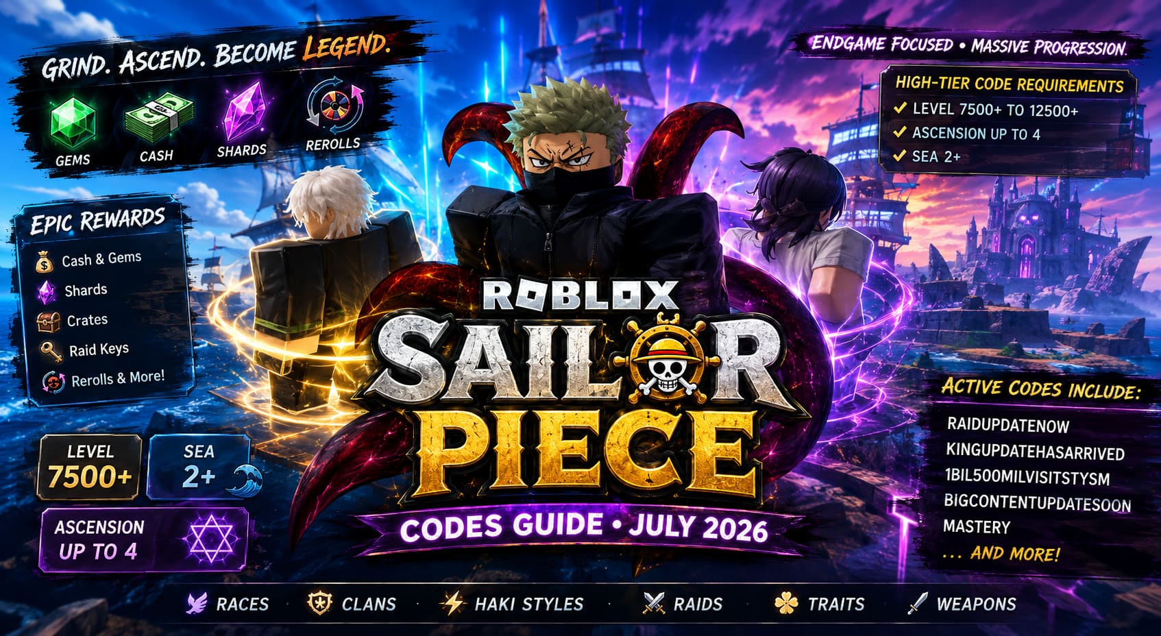Roblox Sailor Piece Codes (July 2026): Free Gems, Cash, Shards, and Rerolls Guide