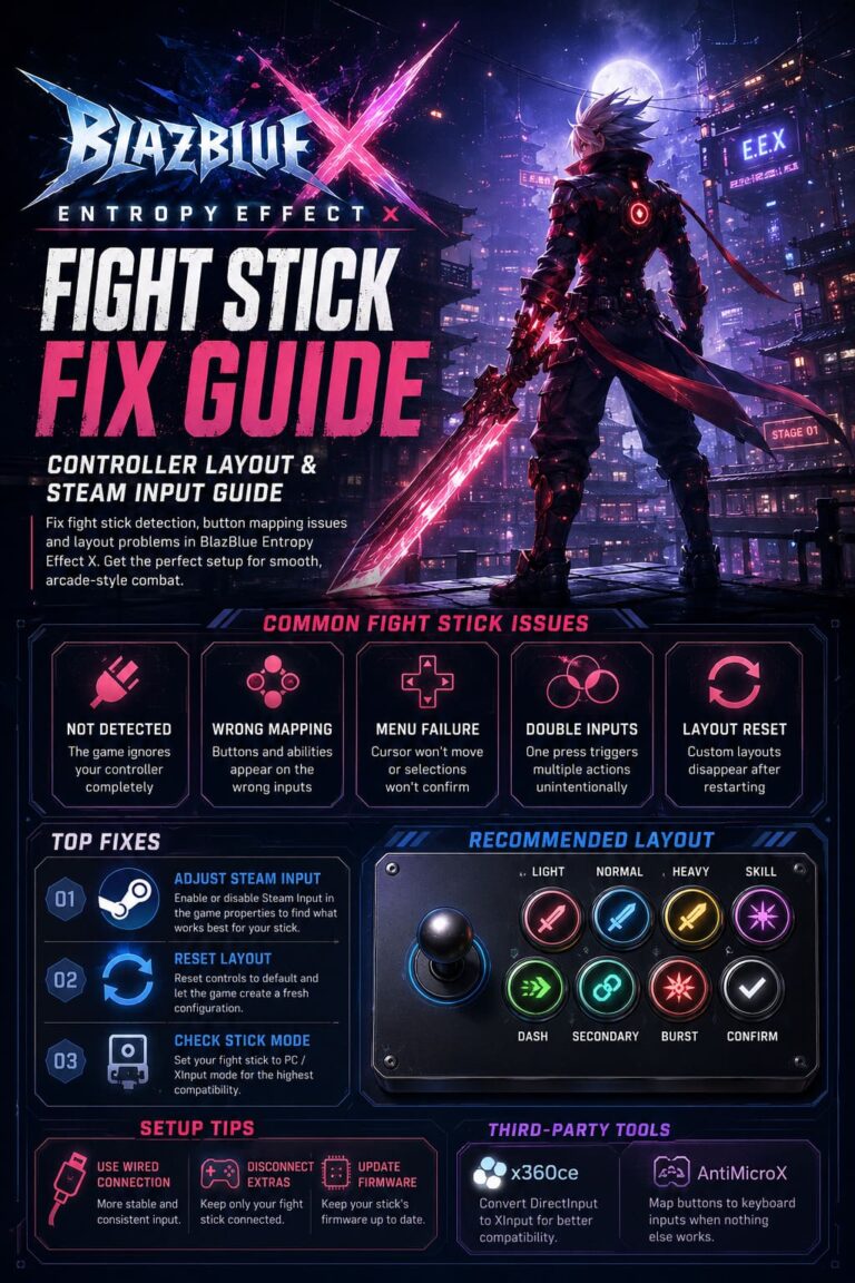 BlazBlue Entropy Effect X Fight Stick Fix: Controller Layout and Steam Input Guide