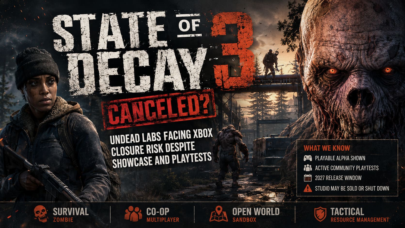 State of Decay 3 Canceled? Undead Labs Facing Xbox Closure Risk Despite Showcase and Playtests State of Decay 3 Canceled? Undead Labs Facing Xbox Closure Risk Despite Showcase and Playtests