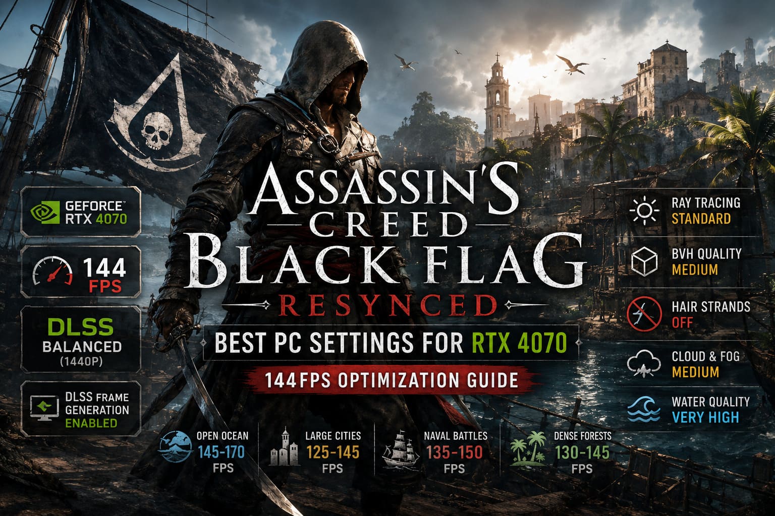Assassin’s Creed Black Flag Resynced: Best PC Settings for RTX 4070 (144FPS Optimization Guide)