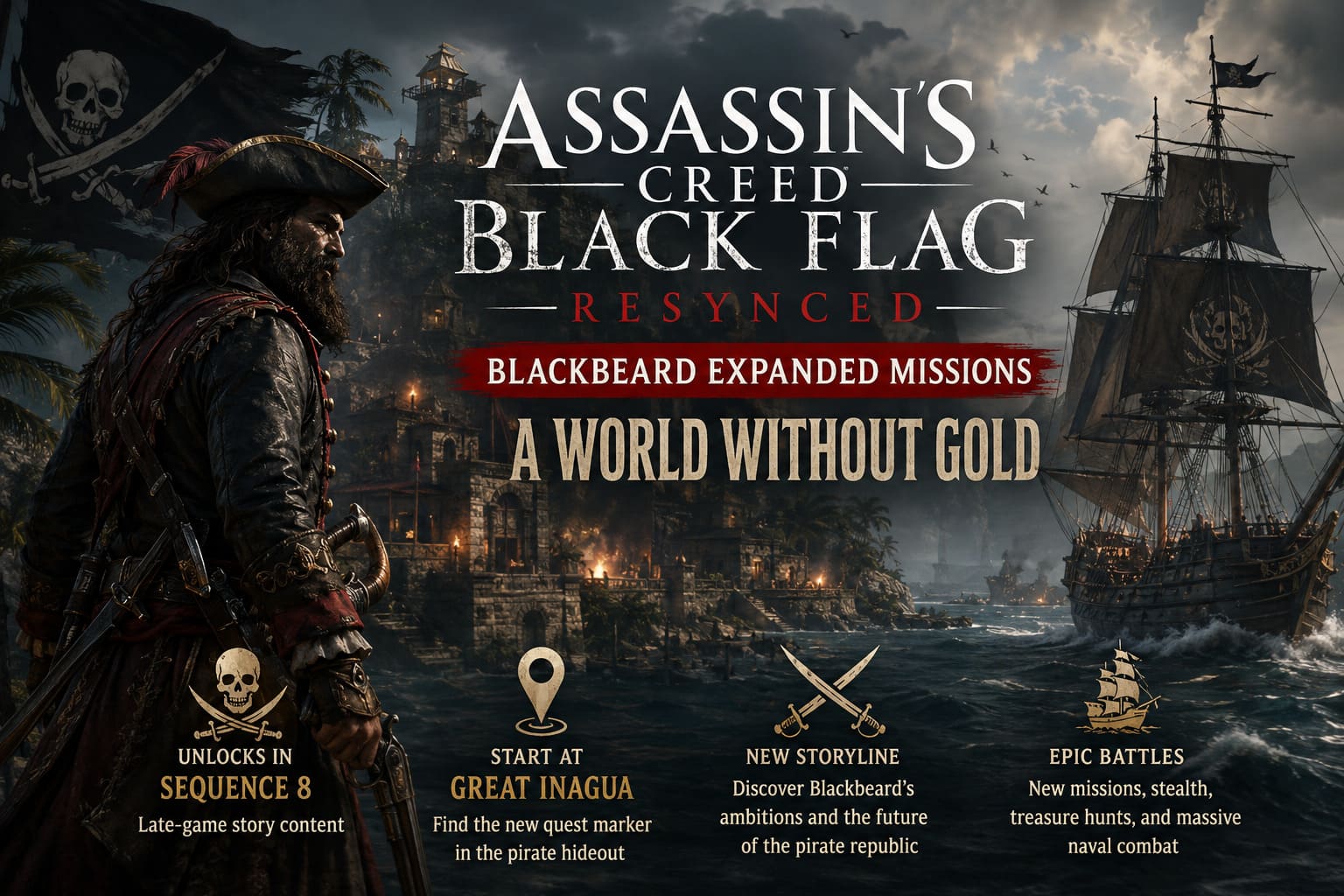 Assassin's Creed Black Flag Resynced Blackbeard Expanded Missions: How to Unlock and Start "A World Without Gold" Chapter Assassin's Creed Black Flag Resynced Blackbeard Expanded Missions: How to Unlock and Start "A World Without Gold" Chapter