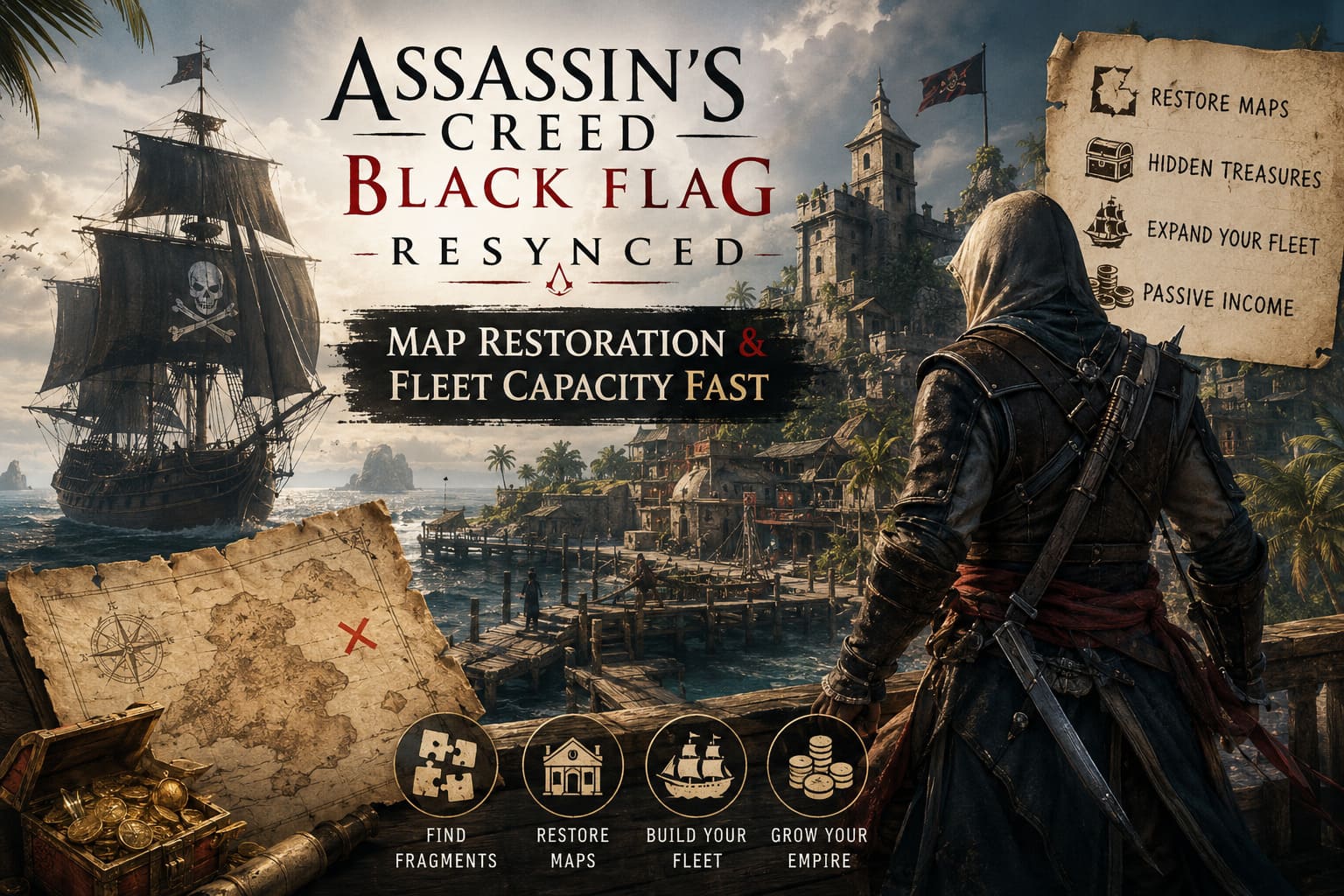 Assassin's Creed Black Flag Resynced: How to Use Map Restoration Service and Increase Fleet Capacity Fast