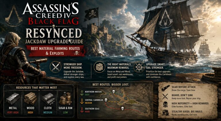 Assassin’s Creed Black Flag Resynced Jackdaw Upgrade Guide: Best Material Farming Routes & Exploits