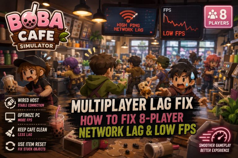Boba Cafe Simulator Multiplayer Lag Fix: How to Fix 8-Player Network Lag and Low FPS (2026 Guide) Boba Cafe Simulator Multiplayer Lag Fix: How to Fix 8-Player Network Lag and Low FPS (2026 Guide)