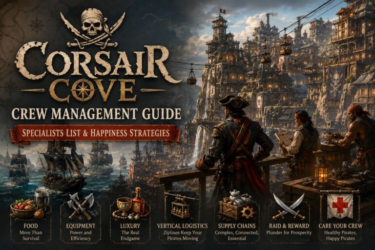 Corsair Cove Crew Management Guide: Specialists List & Happiness Strategies