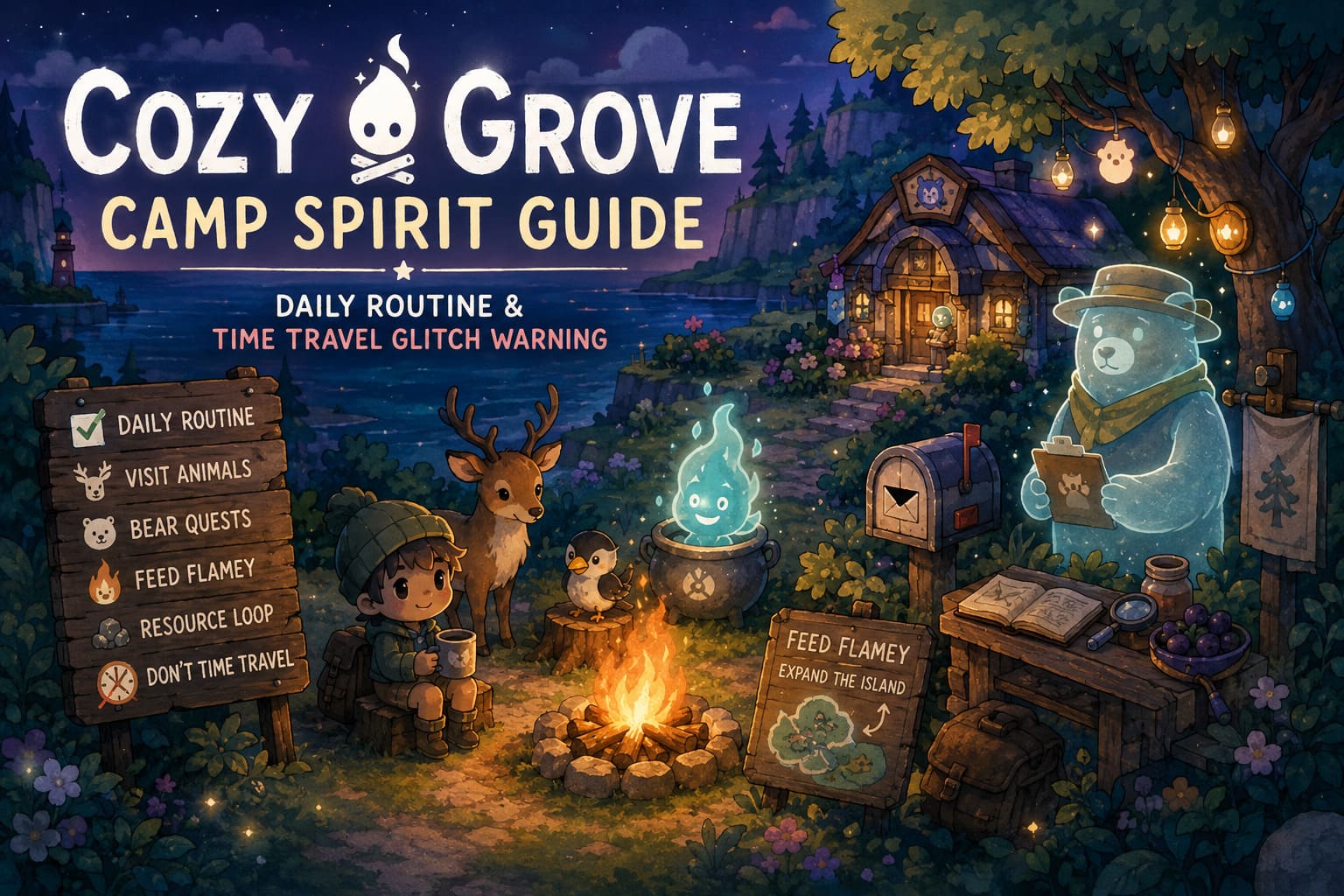Cozy Grove Camp Spirit Guide: Daily Routine & Time Travel Glitch Warning Cozy Grove Camp Spirit Guide: Daily Routine & Time Travel Glitch Warning
