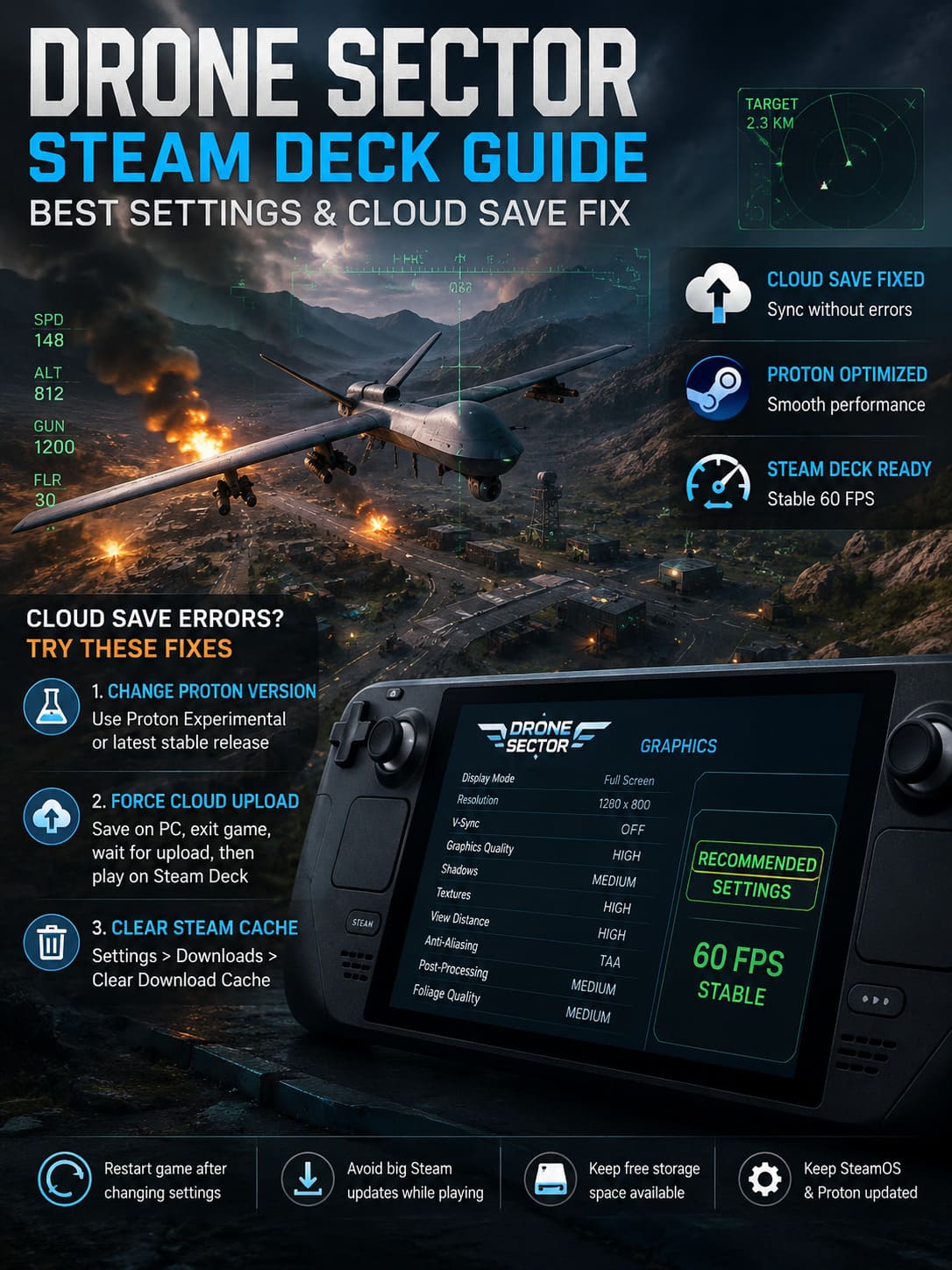Drone Sector Steam Deck Guide: Best Performance Settings & Cloud Save Error Fix Drone Sector Steam Deck Guide: Best Performance Settings & Cloud Save Error Fix