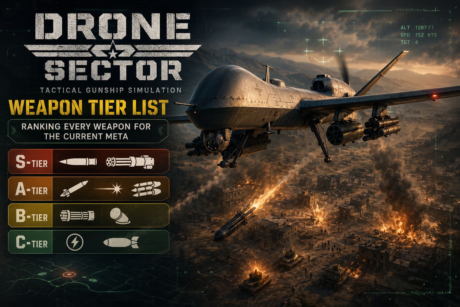 Drone Sector Weaponry Tier List: Gunship Loadout Guide (MicroProse 2026) Drone Sector Weaponry Tier List: Gunship Loadout Guide (MicroProse 2026)