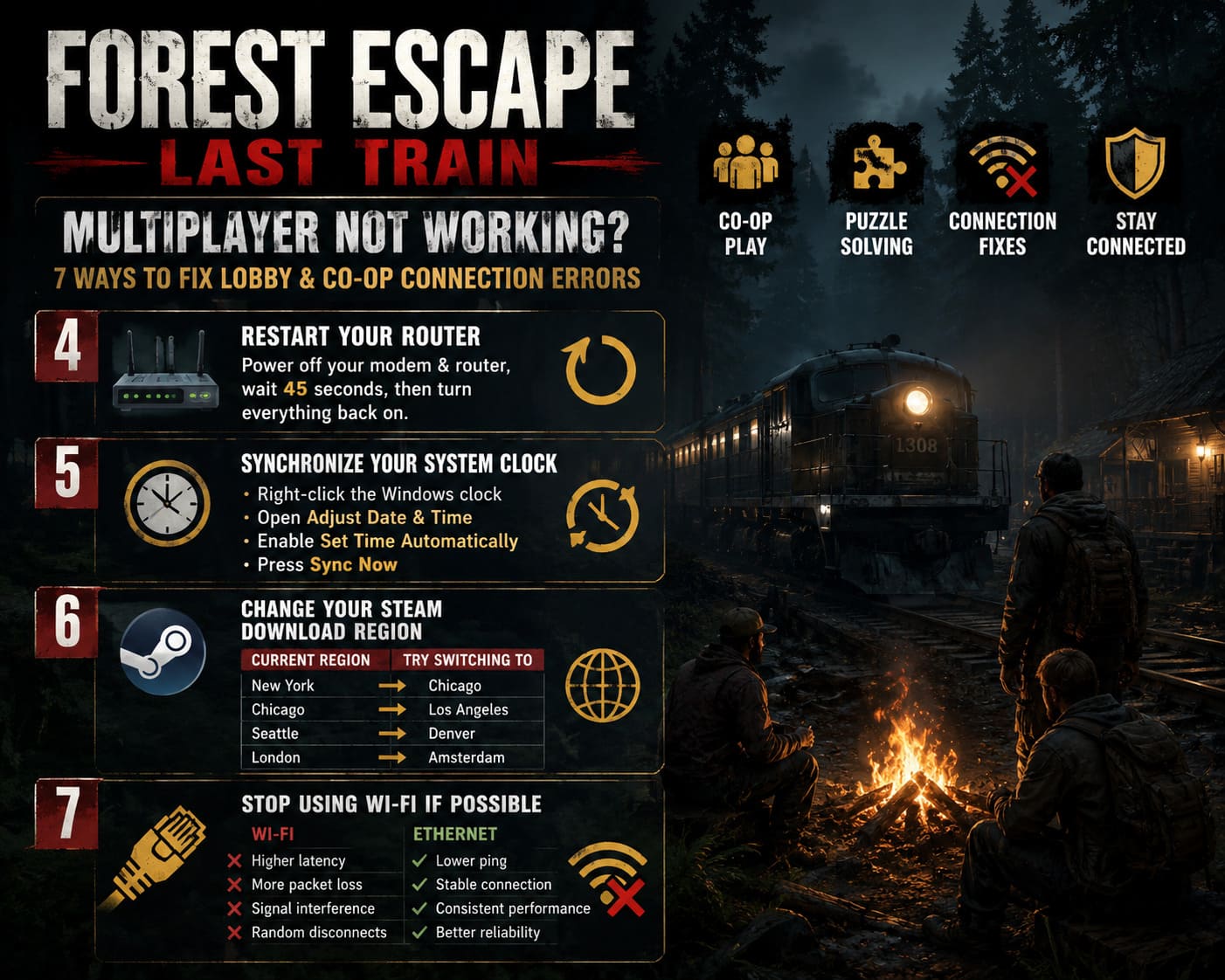 Forest Escape Last Train Multiplayer Not Working? 7 Ways to Fix Lobby and Co-Op Connection Errors Forest Escape Last Train Multiplayer Not Working? 7 Ways to Fix Lobby and Co-Op Connection Errors