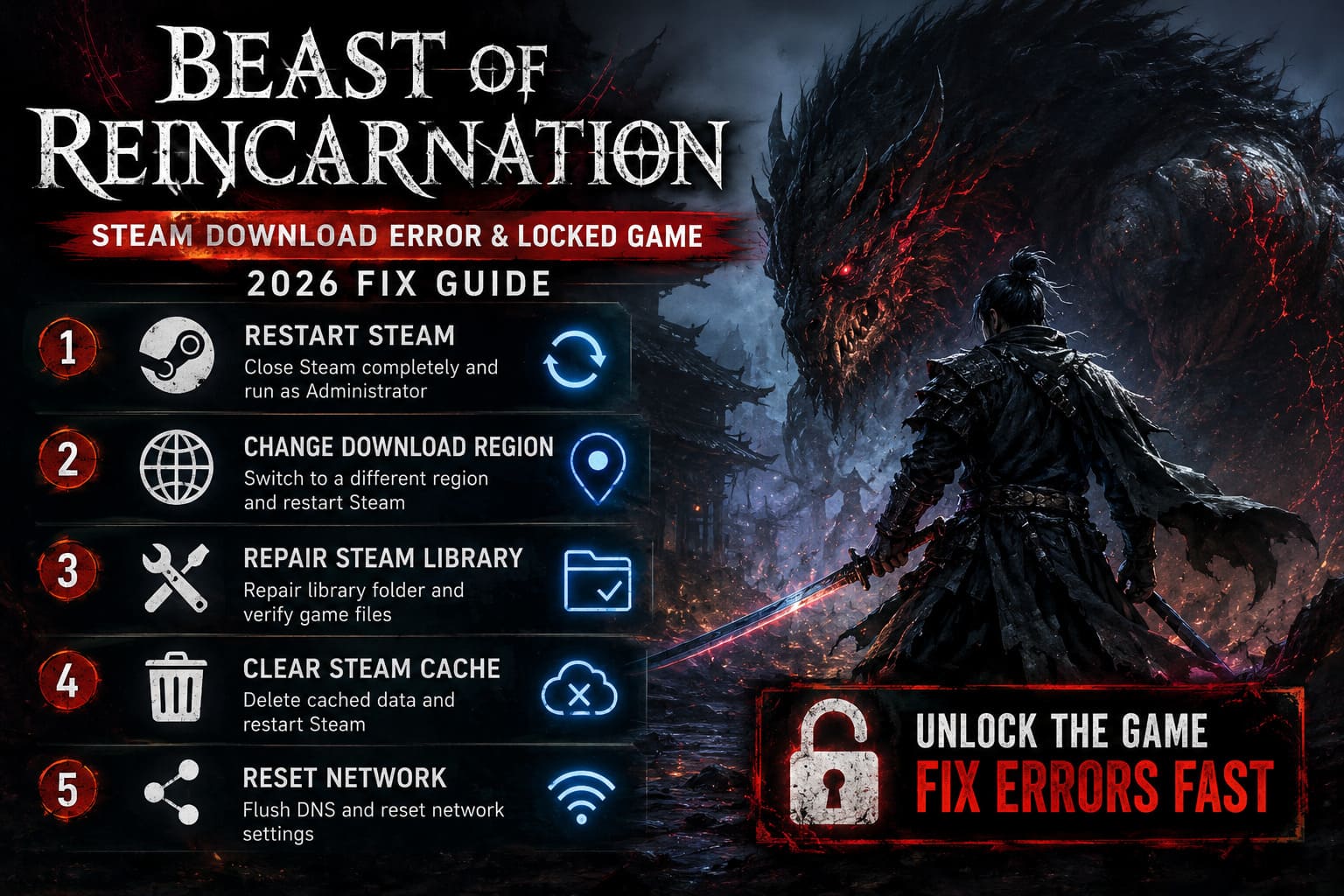 How to Fix Beast of Reincarnation Steam Download Error and Locked Game Glitch (2026 Guide) How to Fix Beast of Reincarnation Steam Download Error and Locked Game Glitch (2026 Guide)