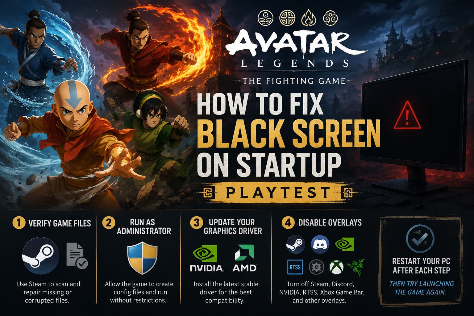How to Fix Black Screen on Startup in Avatar Legends: The Fighting Game ...