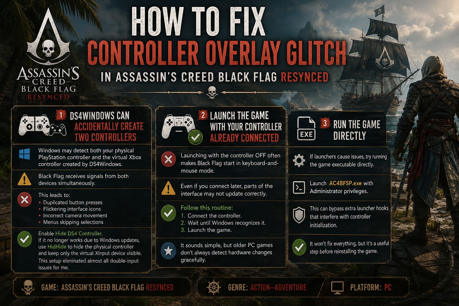 How to Fix Controller Overlay Glitch in Assassin's Creed Black Flag Resynced (PC Guide) How to Fix Controller Overlay Glitch in Assassin's Creed Black Flag Resynced (PC Guide)