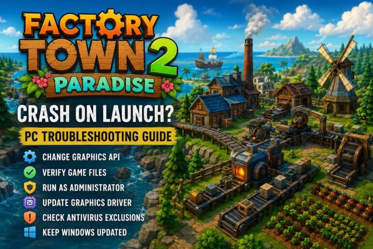 How to Fix Factory Town 2: Paradise Crash on Launch (PC Troubleshooting Guide)