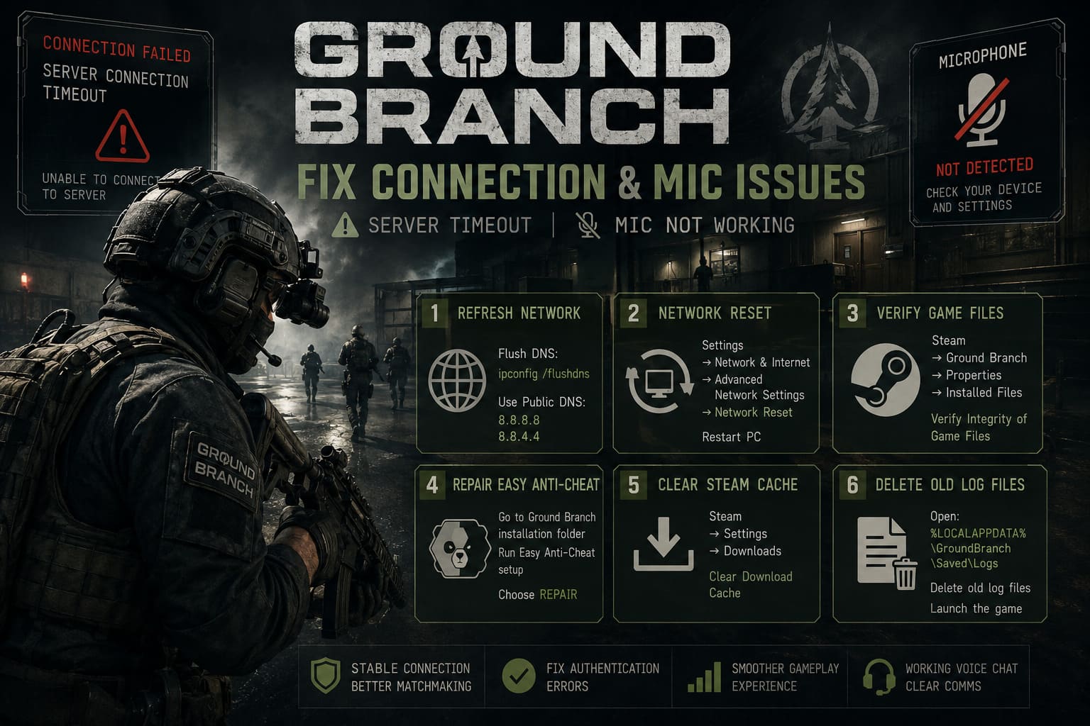 How to Fix Ground Branch Server Connection Timeout and Microphone Not Working Errors (2026 Guide) How to Fix Ground Branch Server Connection Timeout and Microphone Not Working Errors (2026 Guide)