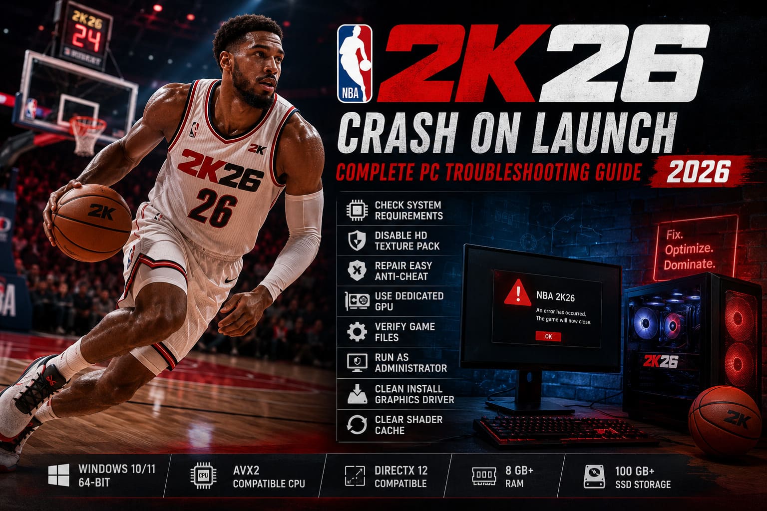 How to Fix NBA 2K26 Crash on Launch on Steam: Complete PC Troubleshooting Guide (2026) How to Fix NBA 2K26 Crash on Launch on Steam: Complete PC Troubleshooting Guide (2026)