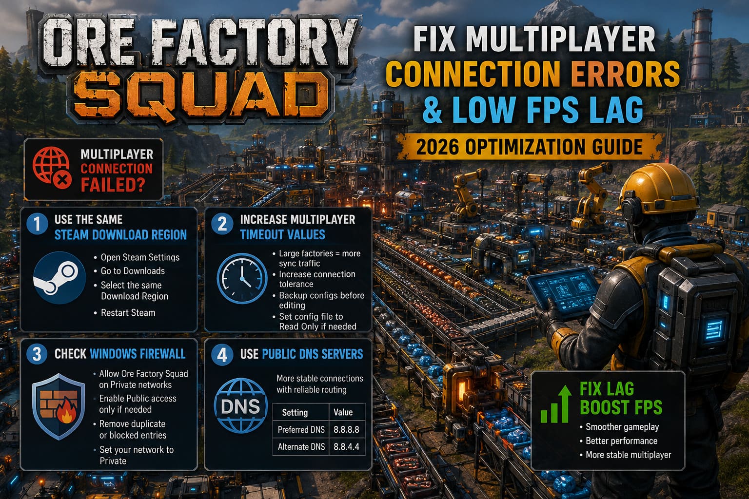 How to Fix Ore Factory Squad Multiplayer Connection Failed Error and Low FPS Lag (2026 Optimization Guide) How to Fix Ore Factory Squad Multiplayer Connection Failed Error and Low FPS Lag (2026 Optimization Guide)
