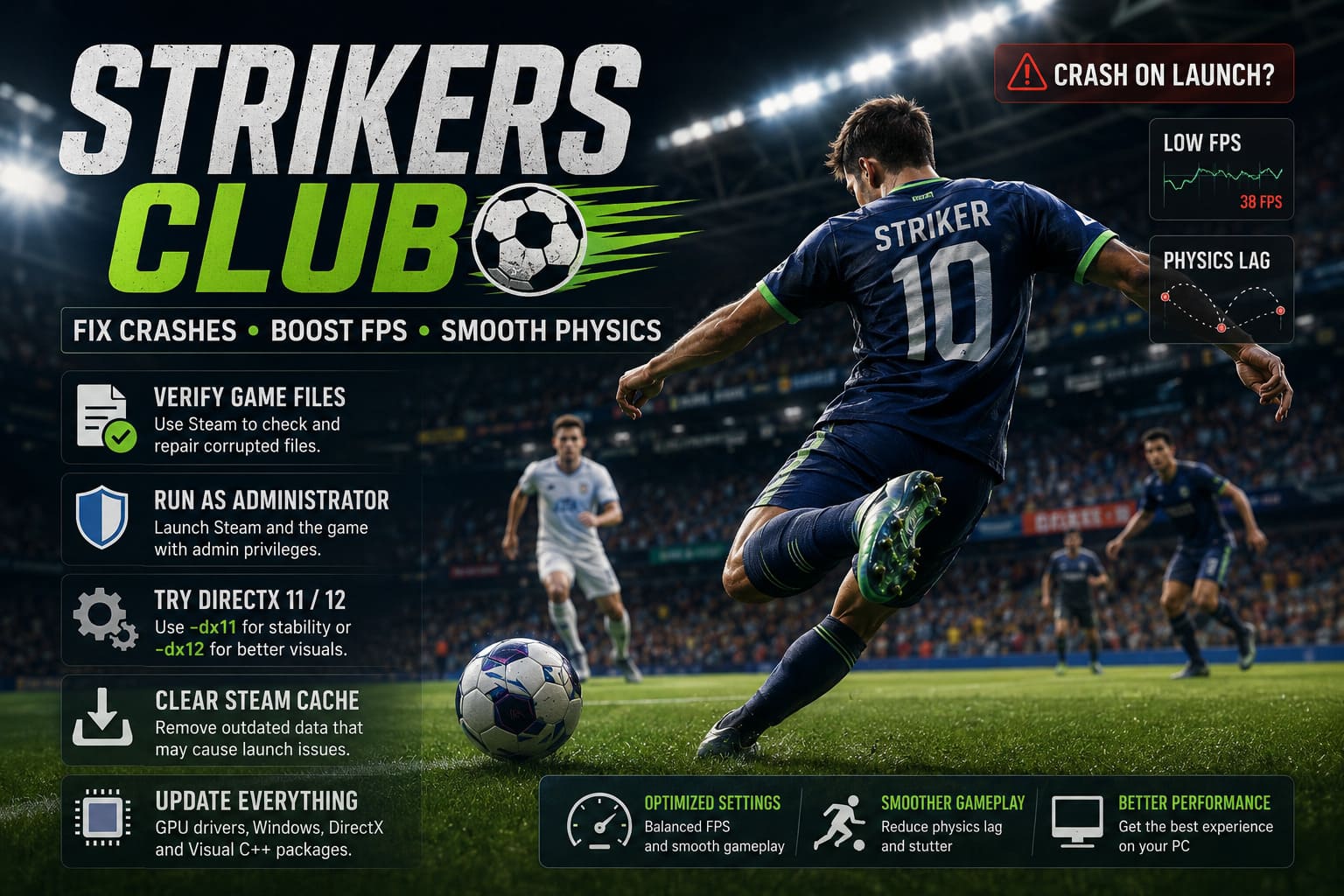 How to Fix Strikers Club Crash on Launch on Steam: Low FPS, Physics Lag, and Optimal Settings Guide (2026) How to Fix Strikers Club Crash on Launch on Steam: Low FPS, Physics Lag, and Optimal Settings Guide (2026)