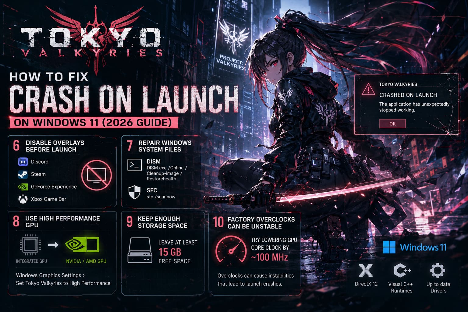 How to Fix Tokyo Valkyries Crash on Launch on Windows 11 (2026 Guide) How to Fix Tokyo Valkyries Crash on Launch on Windows 11 (2026 Guide)