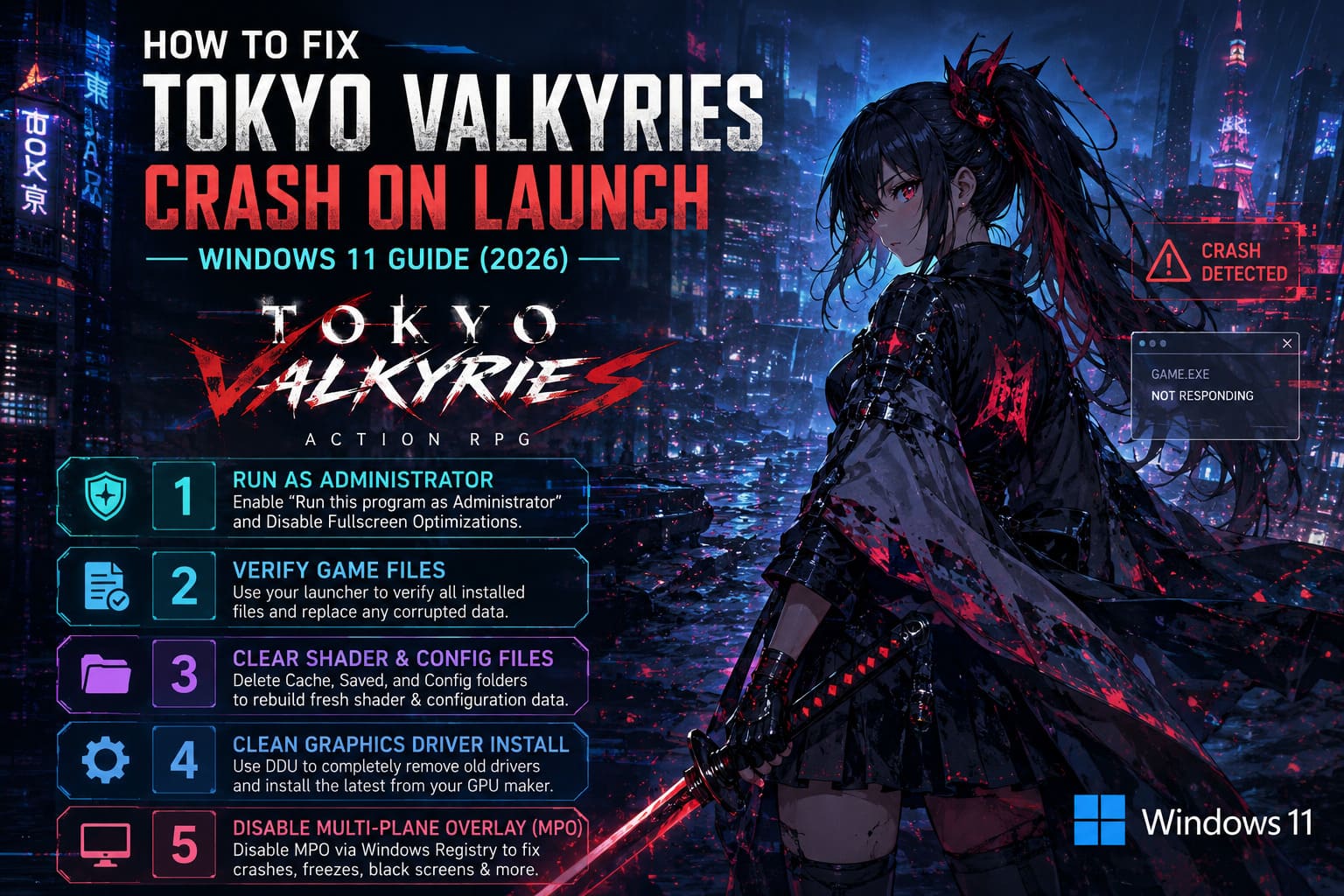 How to Fix Tokyo Valkyries Crash on Launch on Windows 11 (2026 Guide) How to Fix Tokyo Valkyries Crash on Launch on Windows 11 (2026 Guide)