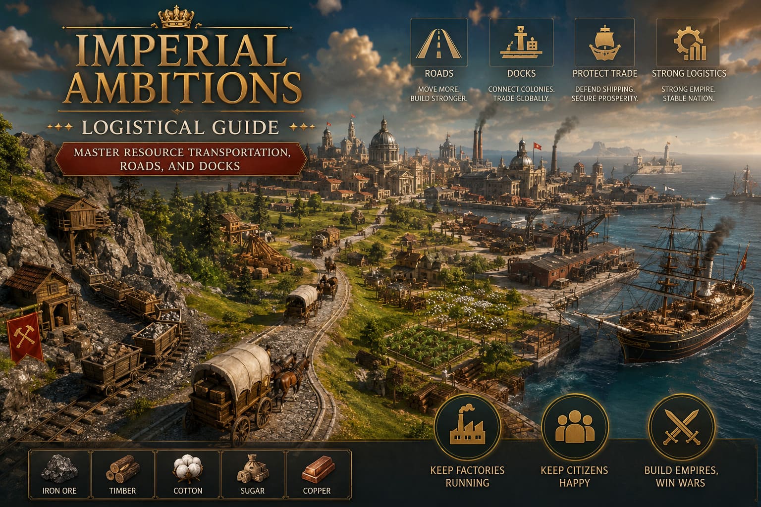 Imperial Ambitions Logistical Guide: How to Master Resource Transportation, Roads, and Docks