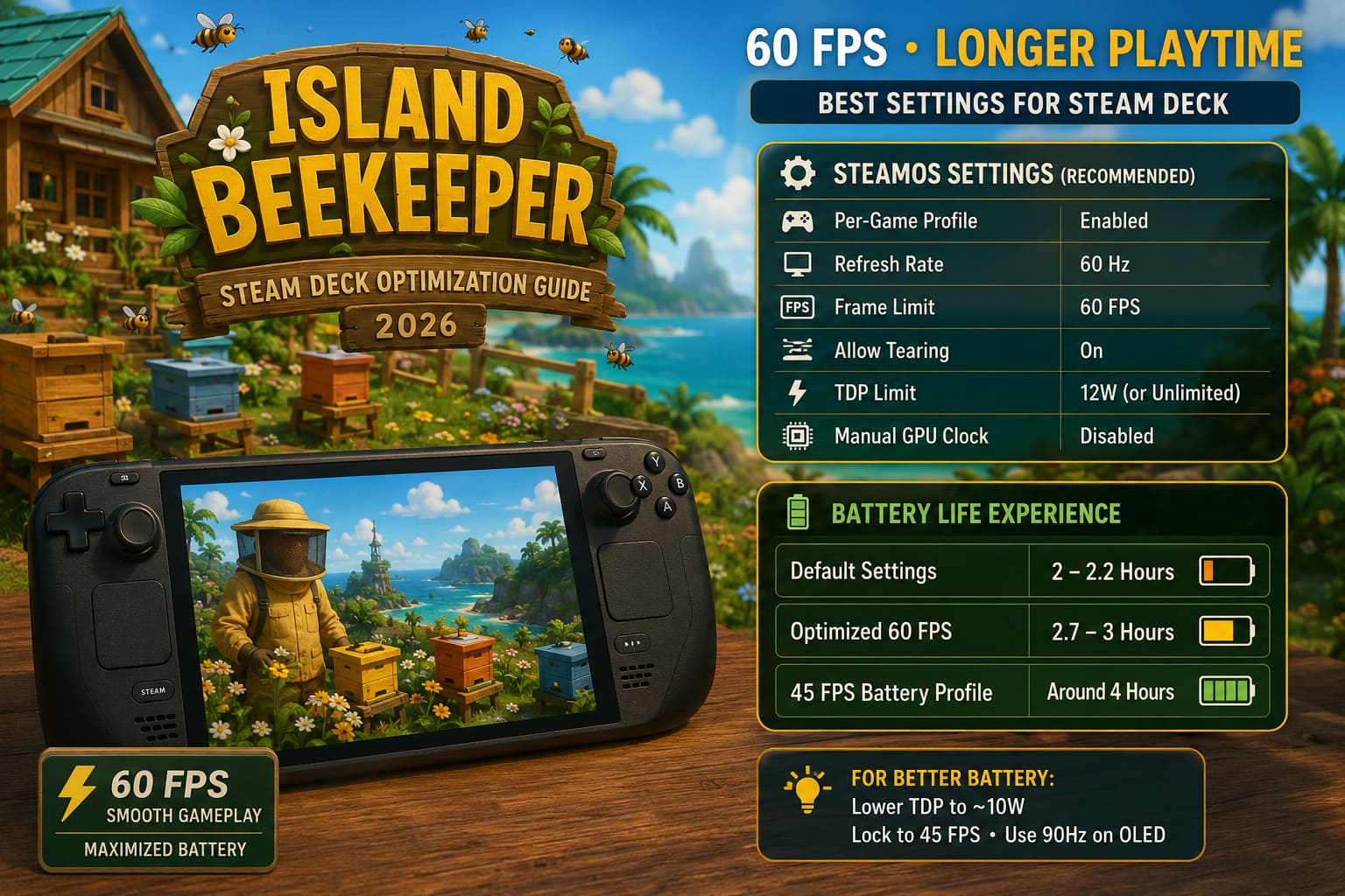 Island Beekeeper Steam Deck Best Settings: How to Get 60 FPS and Maximize Battery Life (2026 Optimization Guide) Island Beekeeper Steam Deck Best Settings: How to Get 60 FPS and Maximize Battery Life (2026 Optimization Guide)