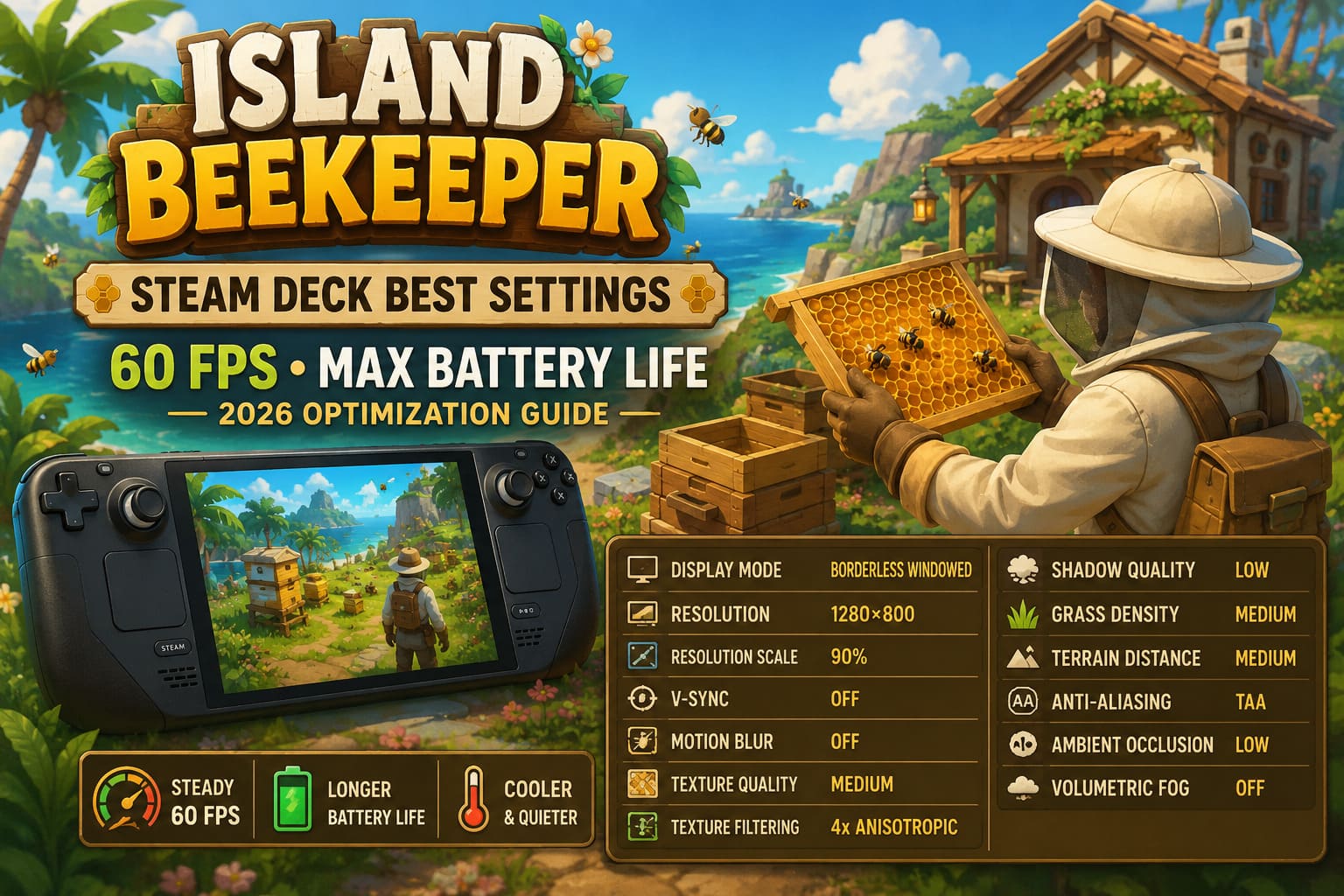 Island Beekeeper Steam Deck Best Settings: How to Get 60 FPS and Maximize Battery Life (2026 Optimization Guide) Island Beekeeper Steam Deck Best Settings: How to Get 60 FPS and Maximize Battery Life (2026 Optimization Guide)