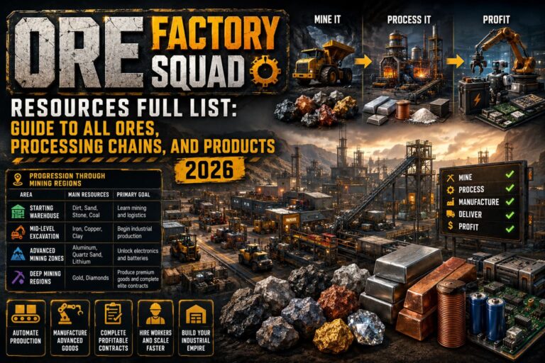 Ore Factory Squad Resources Full List: Guide to All Ores, Processing Chains, and Products (2026)
