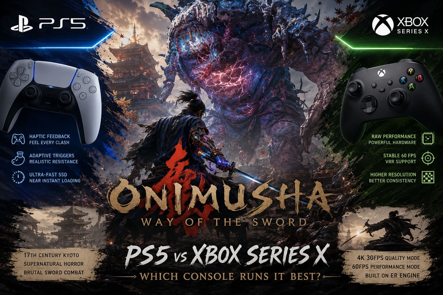 Onimusha Way of the Sword Xbox Series X vs PS5 Comparison: Which Console Runs It Best? Onimusha Way of the Sword Xbox Series X vs PS5 Comparison: Which Console Runs It Best?