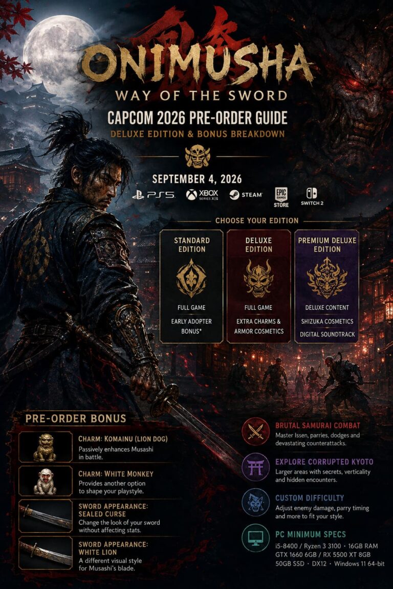 Capcom Onimusha 2026 Pre-Order Guide: Deluxe Edition & Bonus Breakdown Capcom Onimusha 2026 Pre-Order Guide: Deluxe Edition & Bonus Breakdown