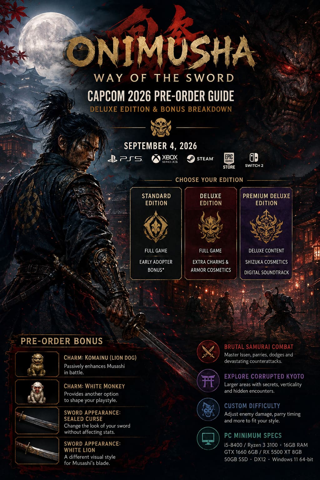 Capcom Onimusha 2026 Pre-Order Guide: Deluxe Edition & Bonus Breakdown