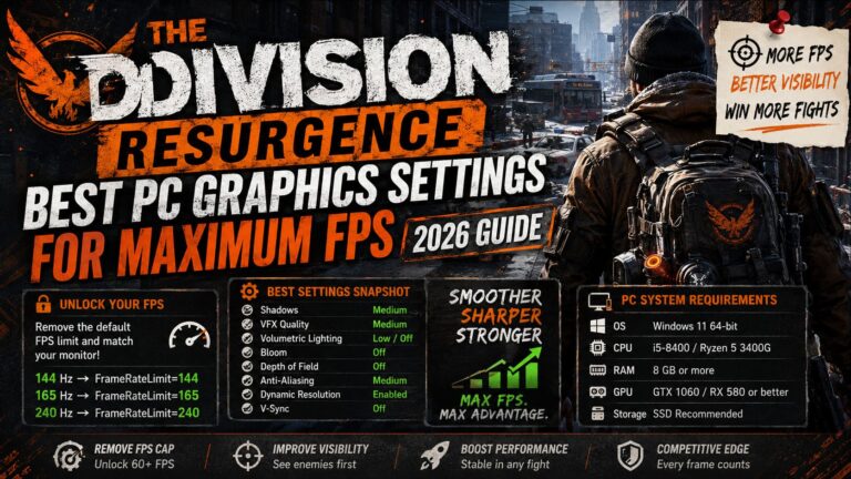 Best The Division Resurgence PC Graphics Settings for Maximum FPS (2026 Guide) Best The Division Resurgence PC Graphics Settings for Maximum FPS (2026 Guide)