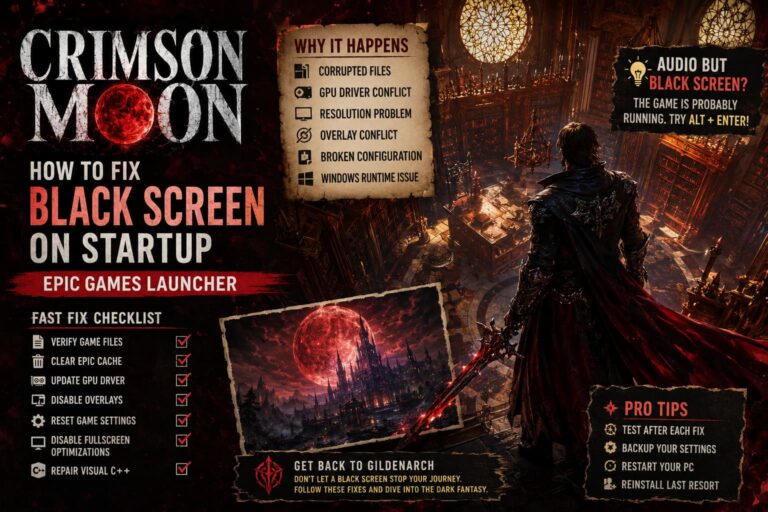 How to Fix Crimson Moon Black Screen on Startup on Epic Games Launcher