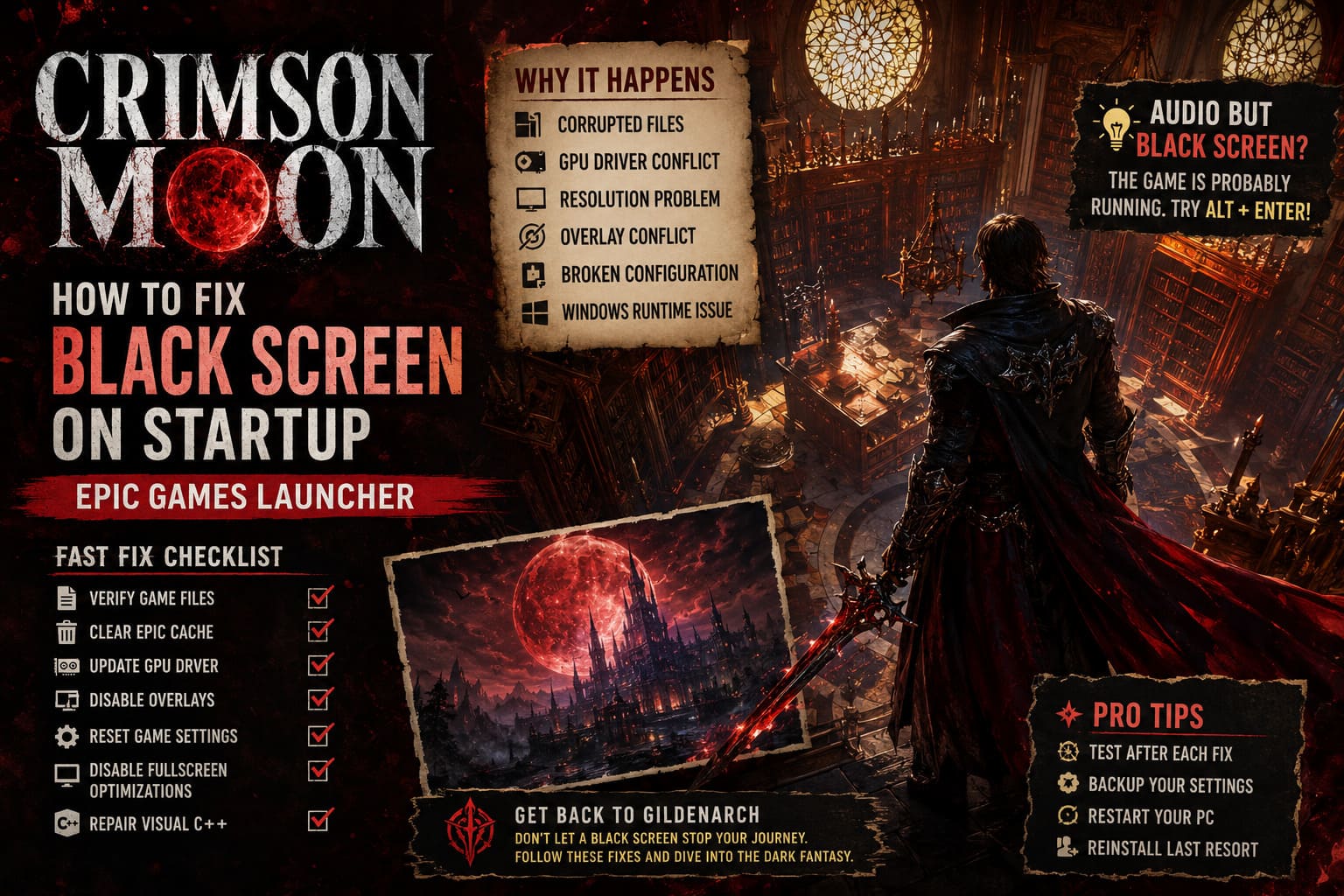 How to Fix Crimson Moon Black Screen on Startup on Epic Games Launcher How to Fix Crimson Moon Black Screen on Startup on Epic Games Launcher