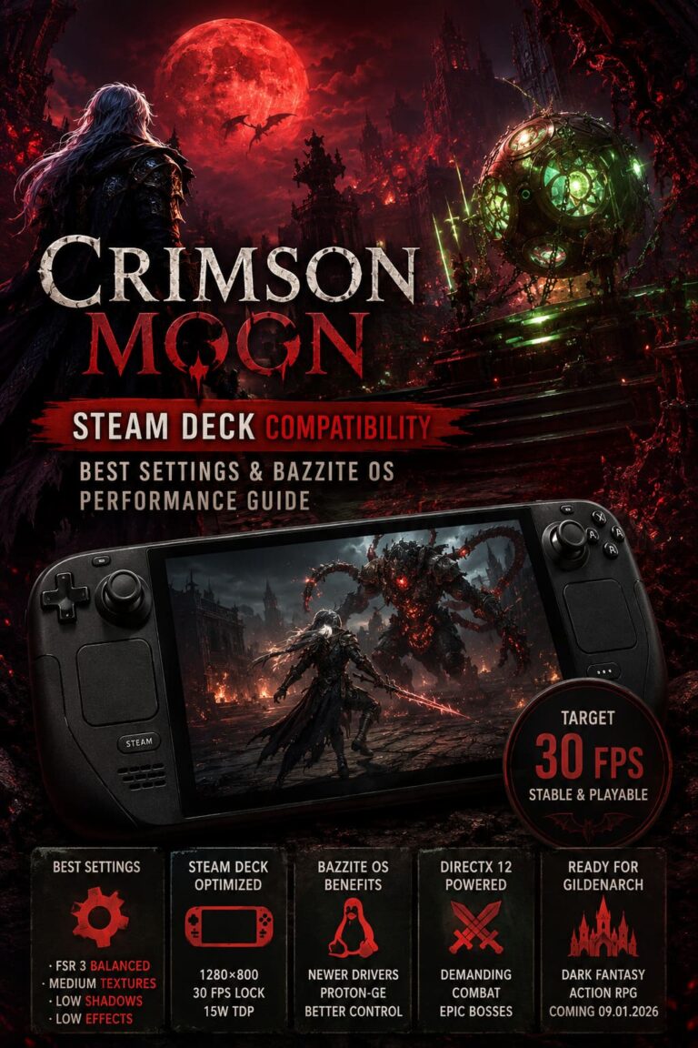 Crimson Moon Steam Deck Compatibility: Best Settings and Bazzite OS Performance Guide Crimson Moon Steam Deck Compatibility: Best Settings and Bazzite OS Performance Guide