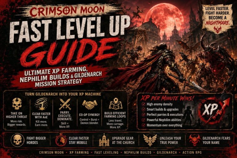 Crimson Moon Fast Level Up Guide: Ultimate XP Farming, Nephilim Builds, and Gildenarch Mission Strategy Crimson Moon Fast Level Up Guide: Ultimate XP Farming, Nephilim Builds, and Gildenarch Mission Strategy