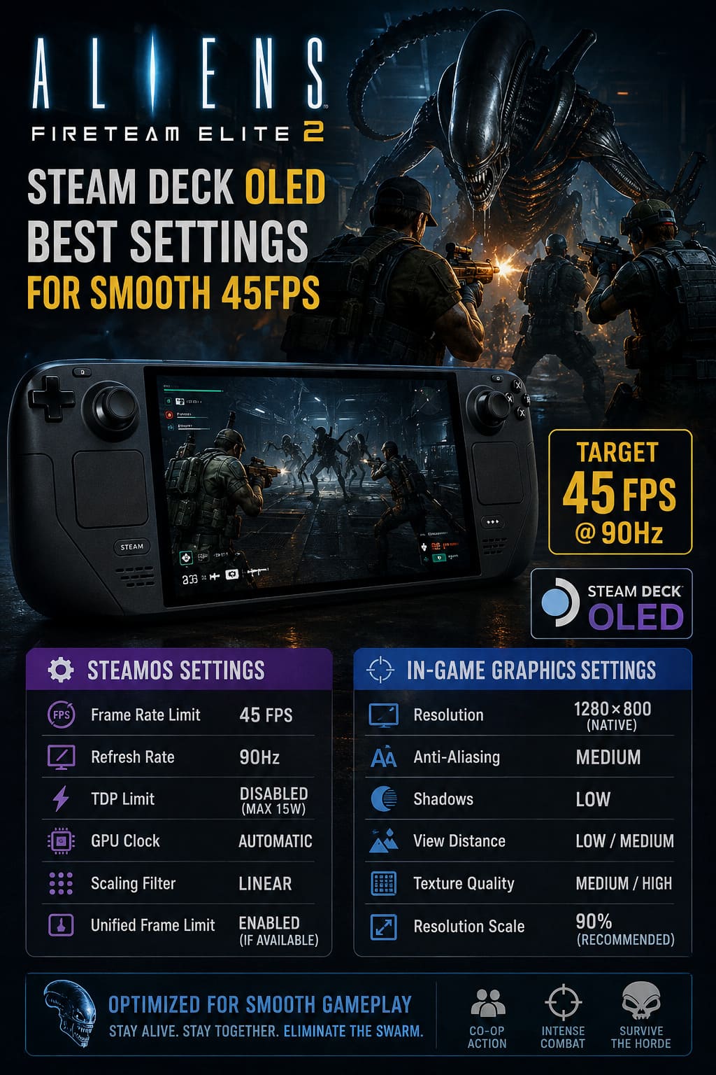 Aliens Fireteam Elite 2 Steam Deck OLED Best Settings for Smooth 45FPS Aliens Fireteam Elite 2 Steam Deck OLED Best Settings for Smooth 45FPS