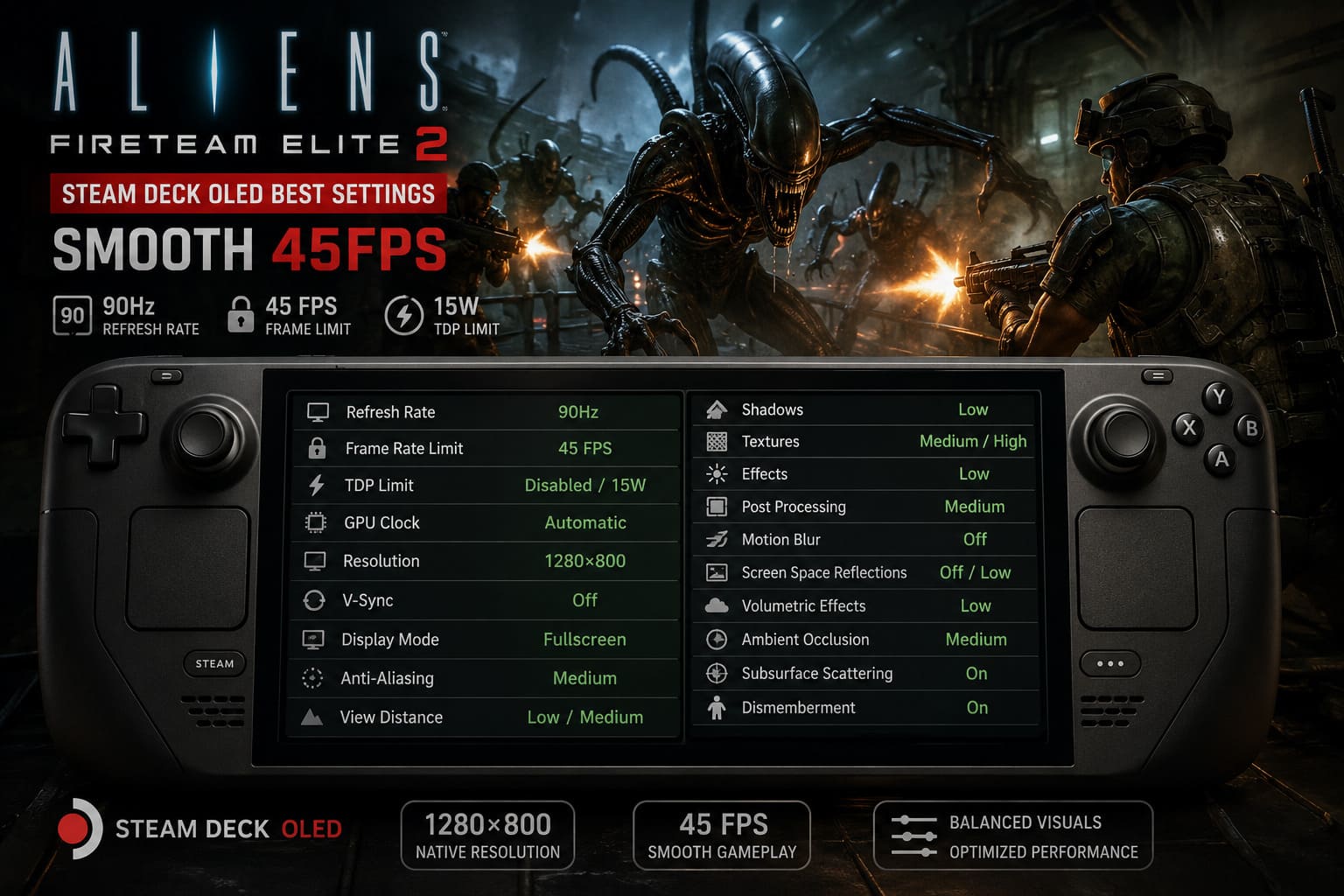 Aliens Fireteam Elite 2 Steam Deck OLED Best Settings for Smooth 45FPS Aliens Fireteam Elite 2 Steam Deck OLED Best Settings for Smooth 45FPS