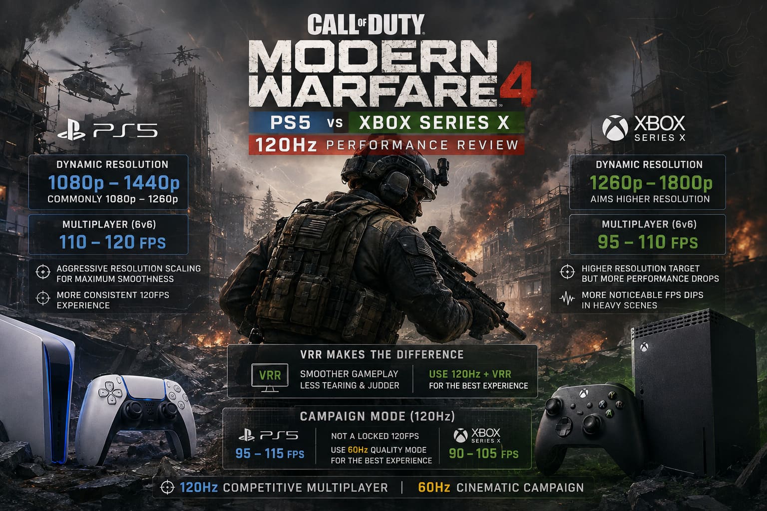 Call of Duty: Modern Warfare 4 PS5 vs Xbox Series X 120Hz Performance Review Call of Duty: Modern Warfare 4 PS5 vs Xbox Series X 120Hz Performance Review