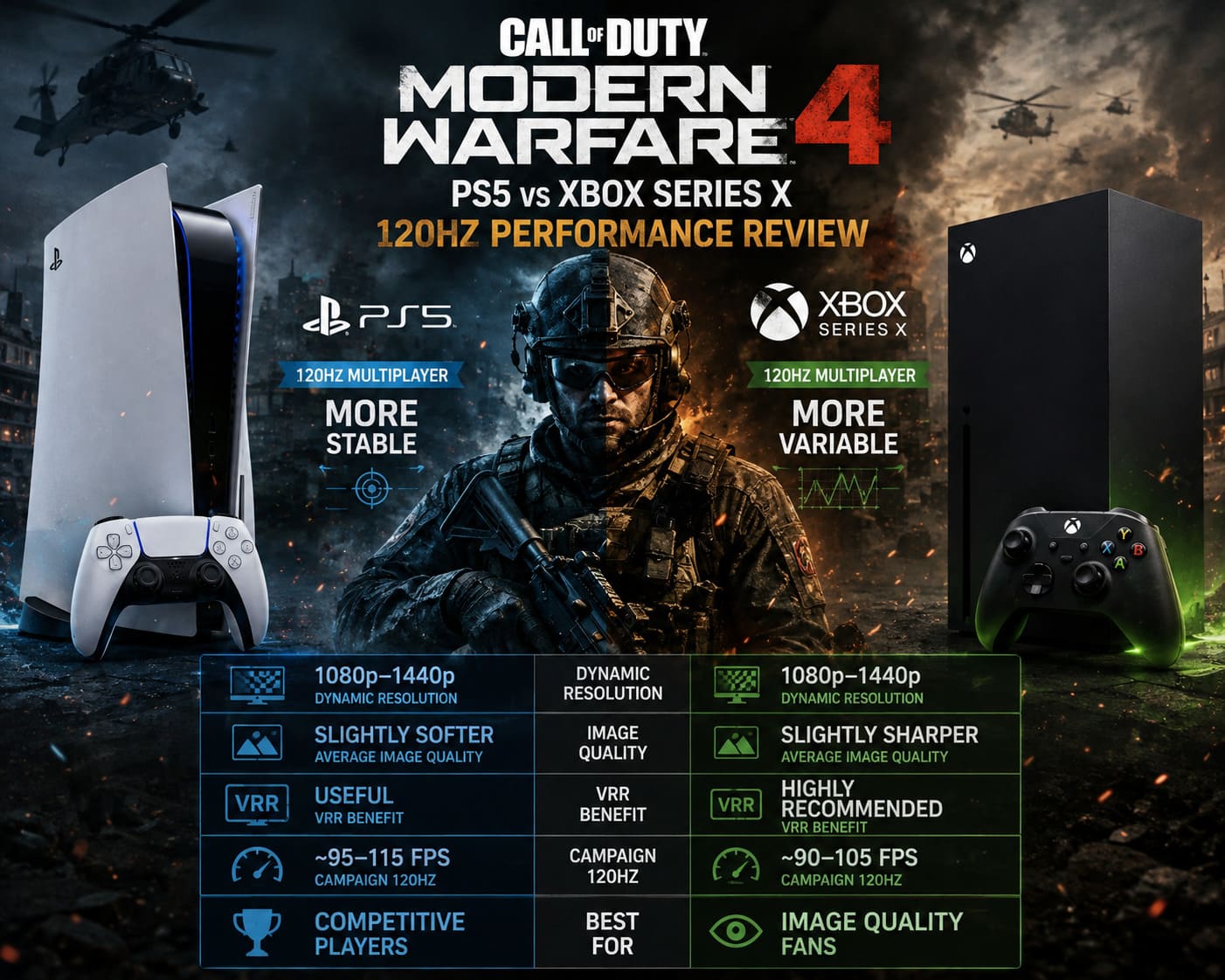 Call of Duty: Modern Warfare 4 PS5 vs Xbox Series X 120Hz Performance Review Call of Duty: Modern Warfare 4 PS5 vs Xbox Series X 120Hz Performance Review