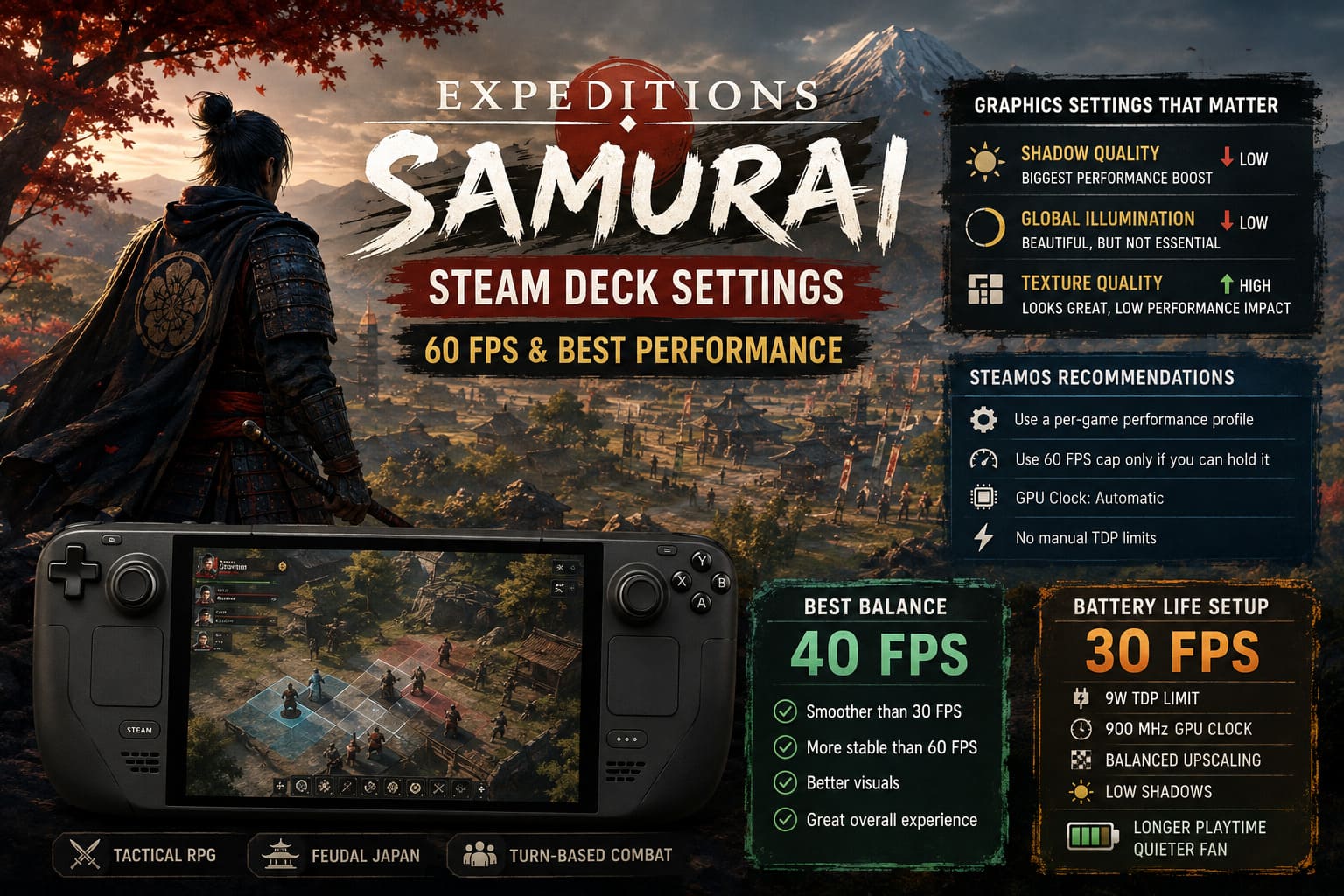 Expeditions: Samurai Steam Deck Settings - How to Get 60 FPS and Best Performance Expeditions: Samurai Steam Deck Settings - How to Get 60 FPS and Best Performance